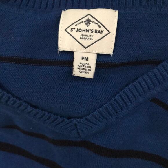 Blue black striped St Johns Bay petite med sweater - Picture 4 of 4